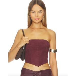 Understated Leather Hankerchif Whipstitch Top, Medium $154